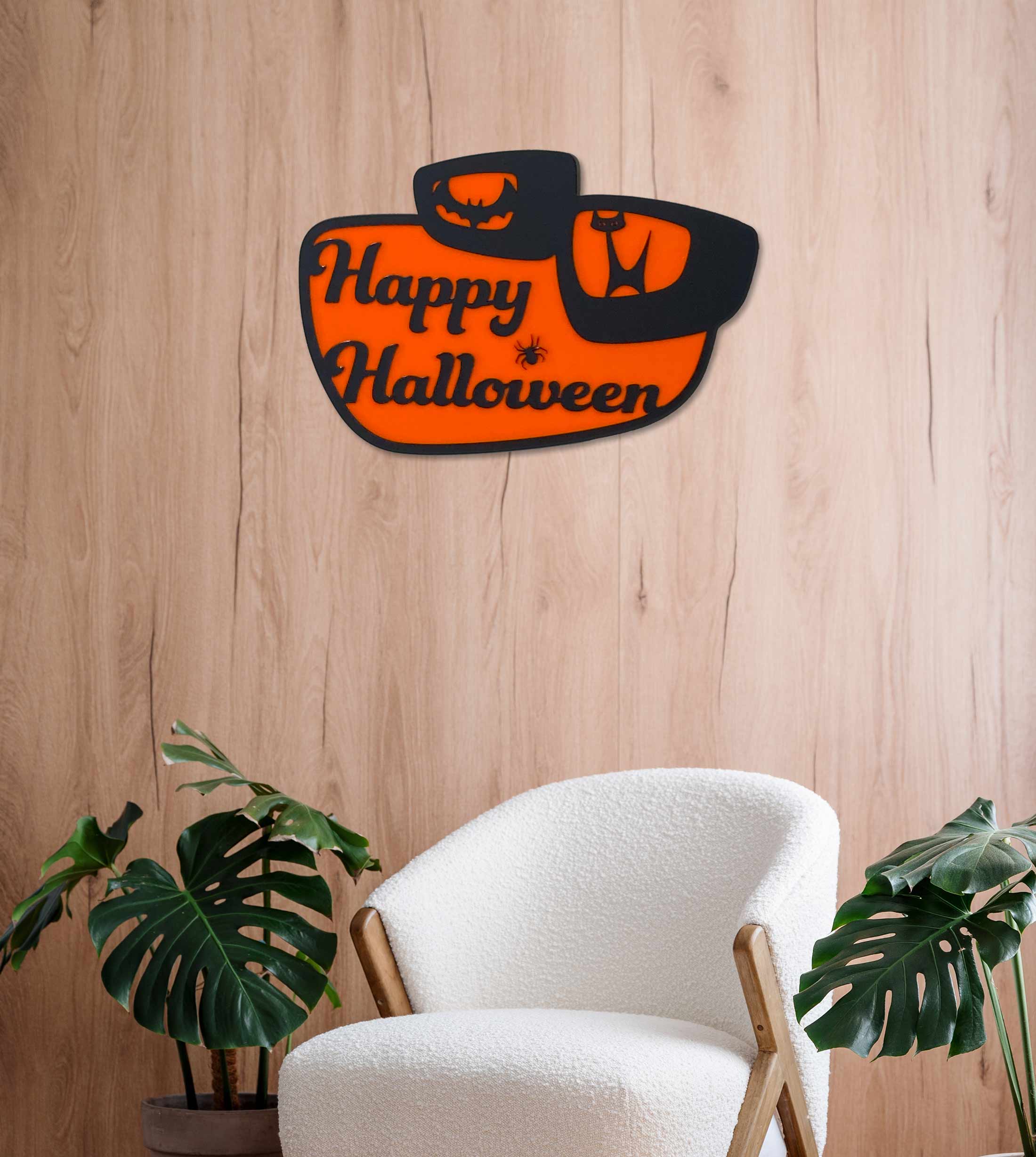 Halloween Wall Sign | Cat & Bat