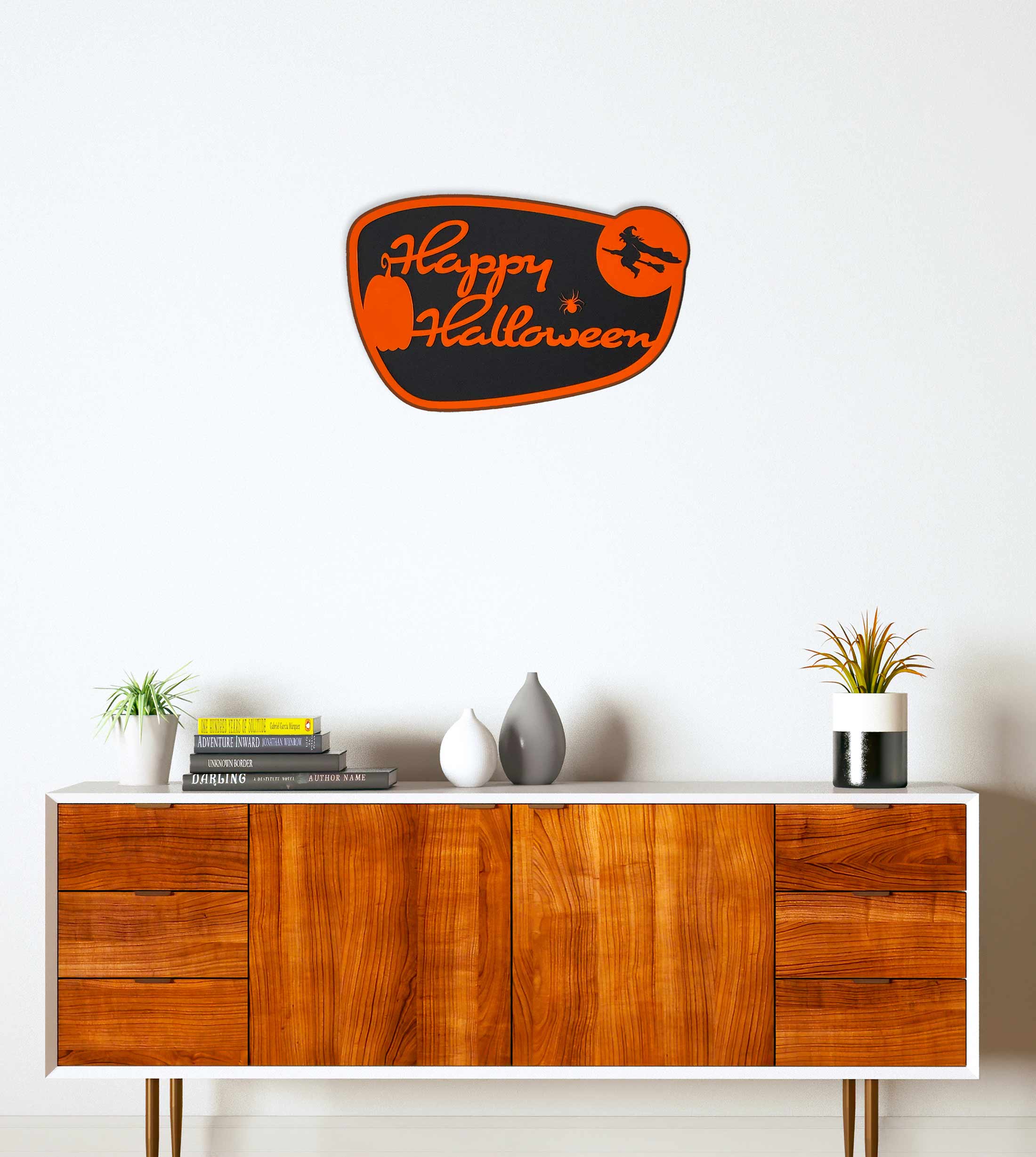 Happy Halloween Wall Sign | Witch & Pumpkin