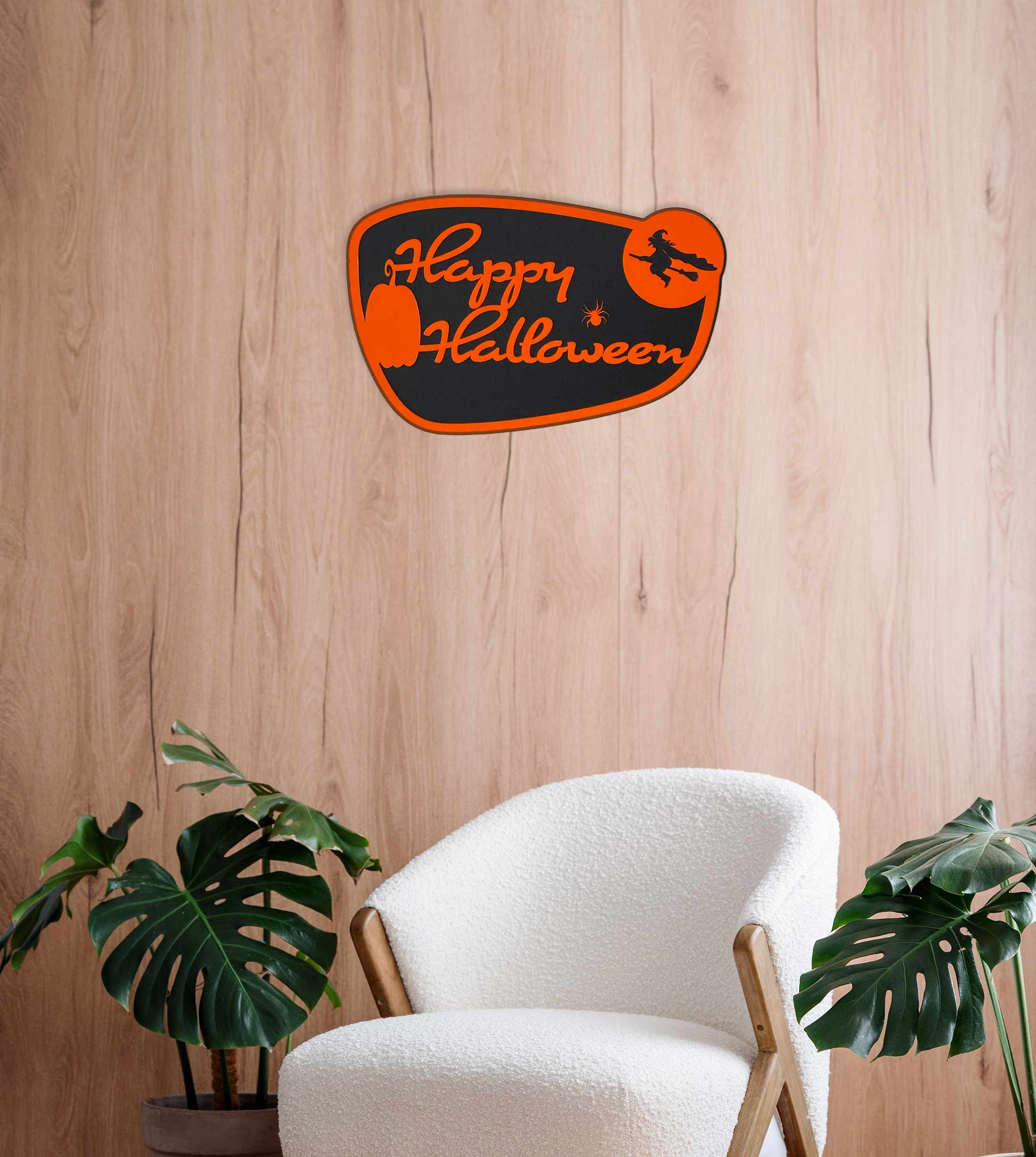 Happy Halloween Wall Sign | Witch & Pumpkin