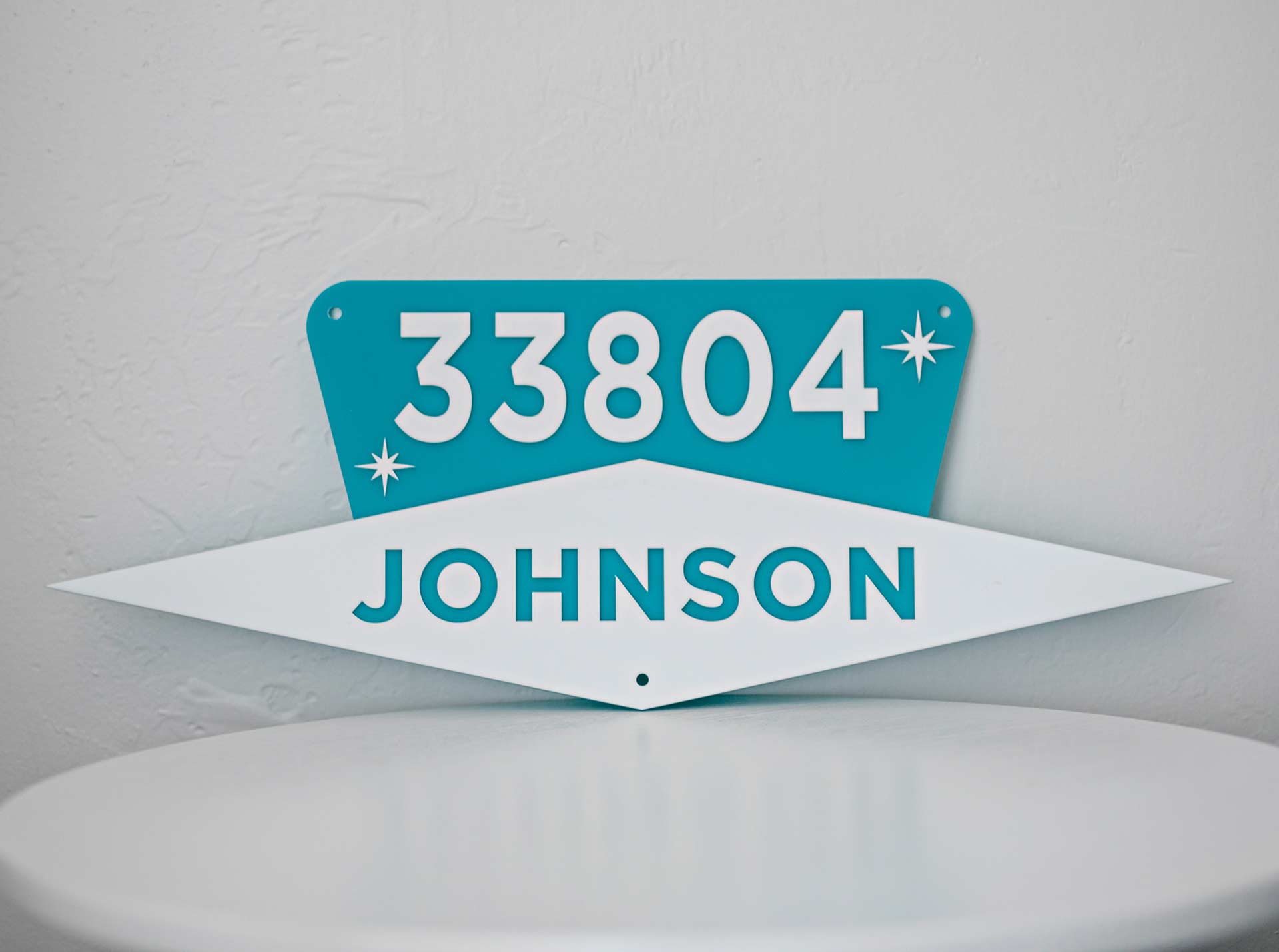 Mid Century Modern House Number Sign, Custom Address Sign w/ Name