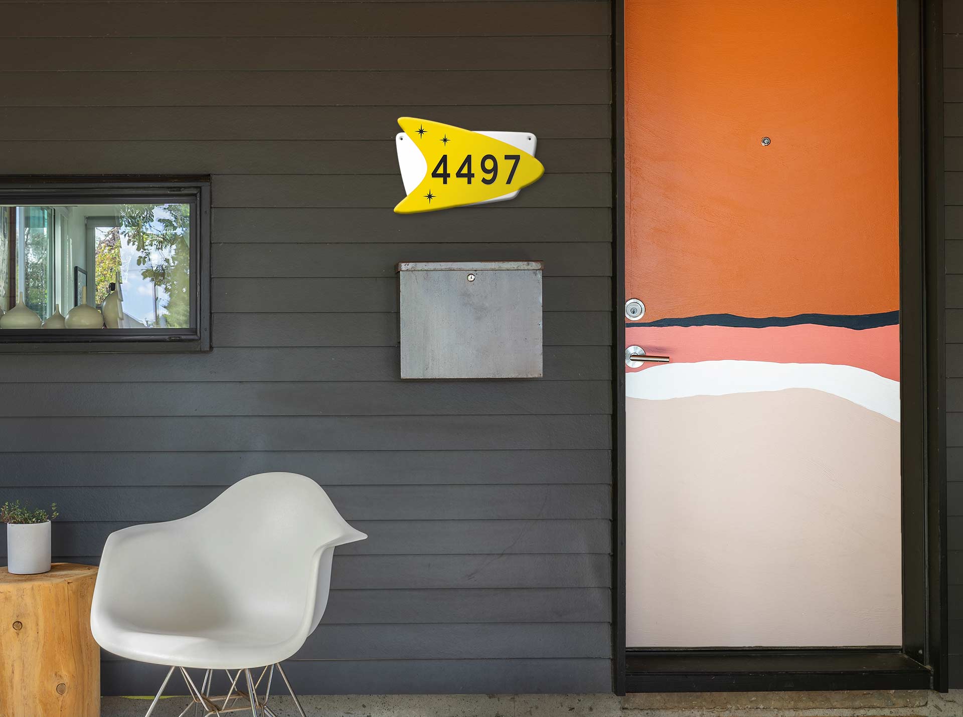 Boomerang Address Sign | Mid century modern style
