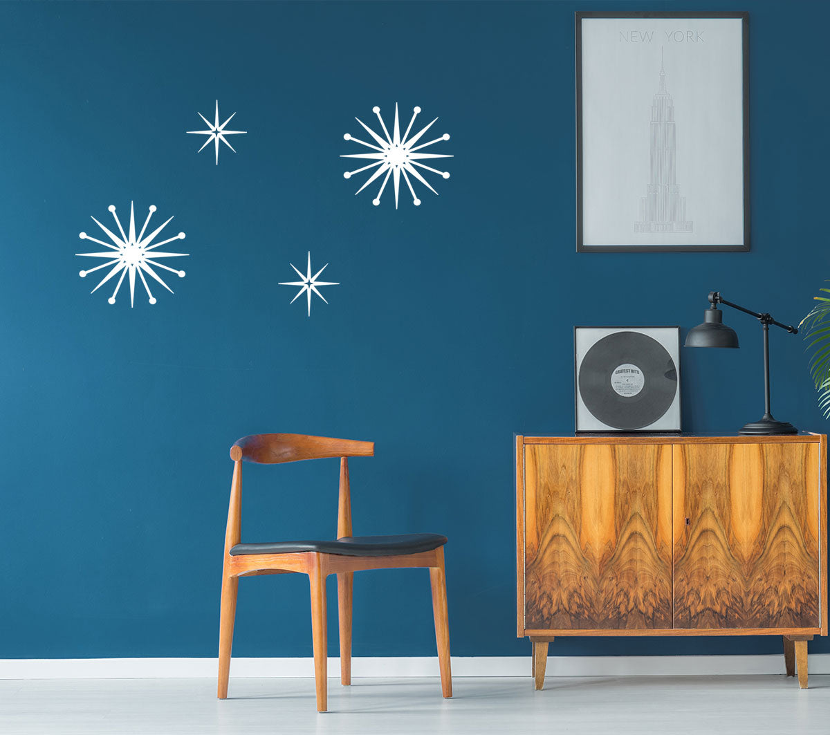 4 Piece Set - Mid-Century Modern Starbursts w/ 4-point stars