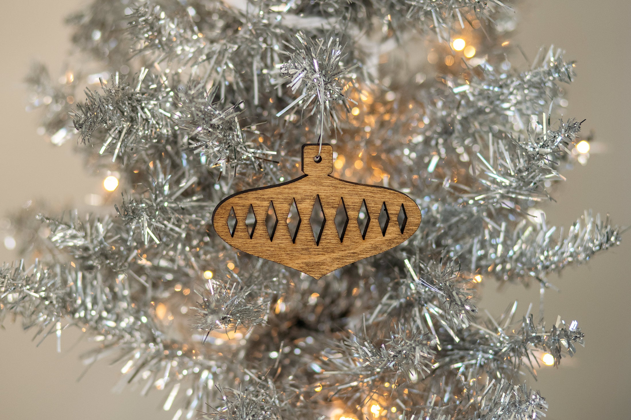 Wood Mid Century Modern Christmas Ornament - Bulb Ornament