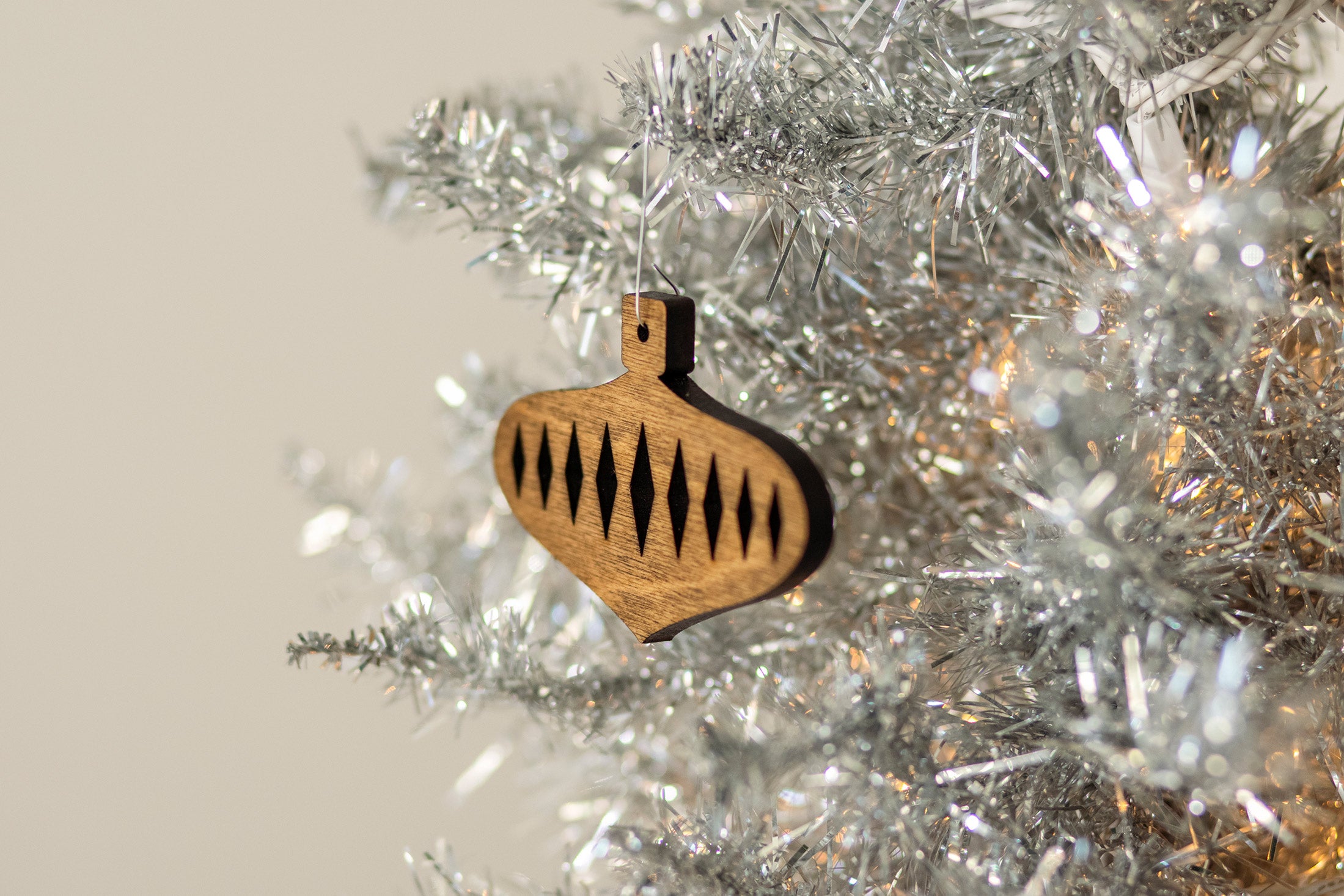 Wood Mid Century Modern Christmas Ornament - Bulb Ornament