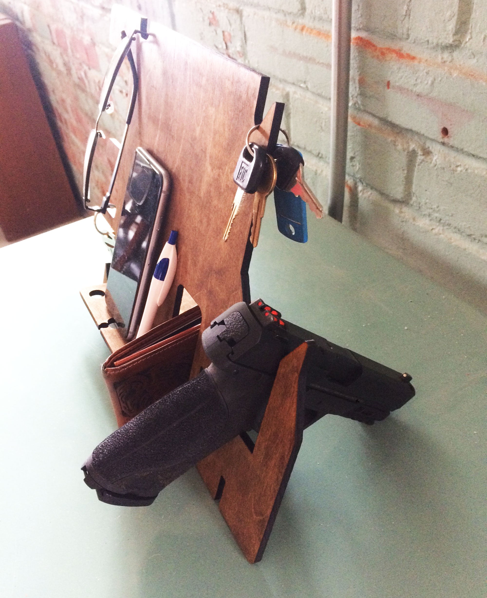 Mens Nightstand Organizer Plus Gun Stand