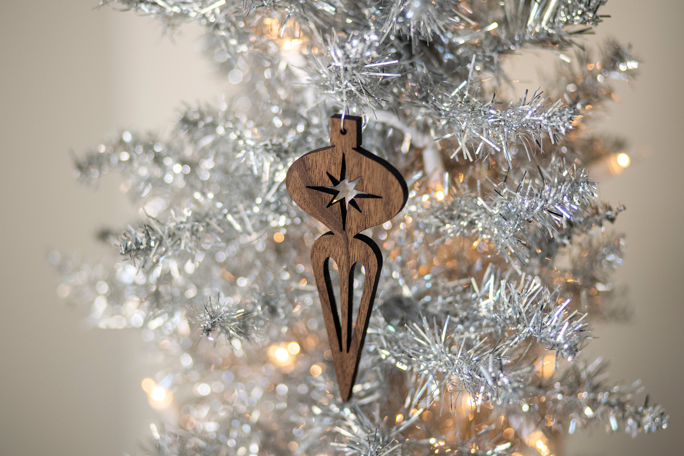 Wood Mid Century Modern Christmas Ornament - Icicle Ornament