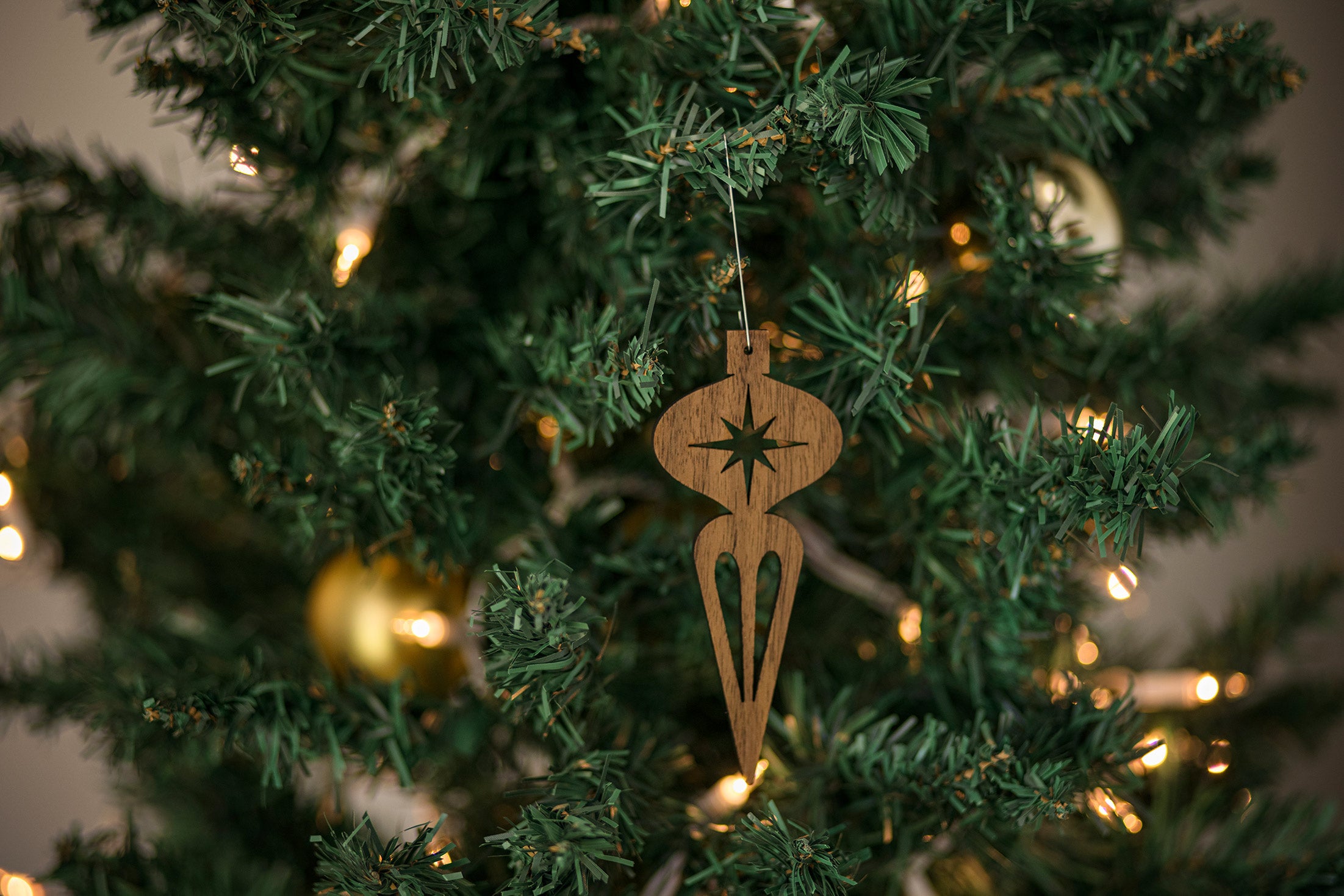 Wood Mid Century Modern Christmas Ornament - Icicle Ornament