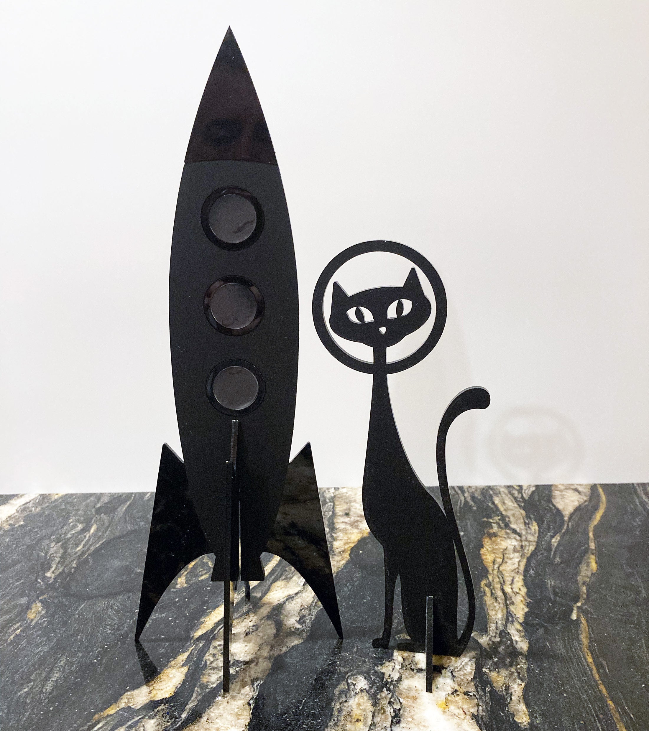 Atomic Space Rocket with Black Cat