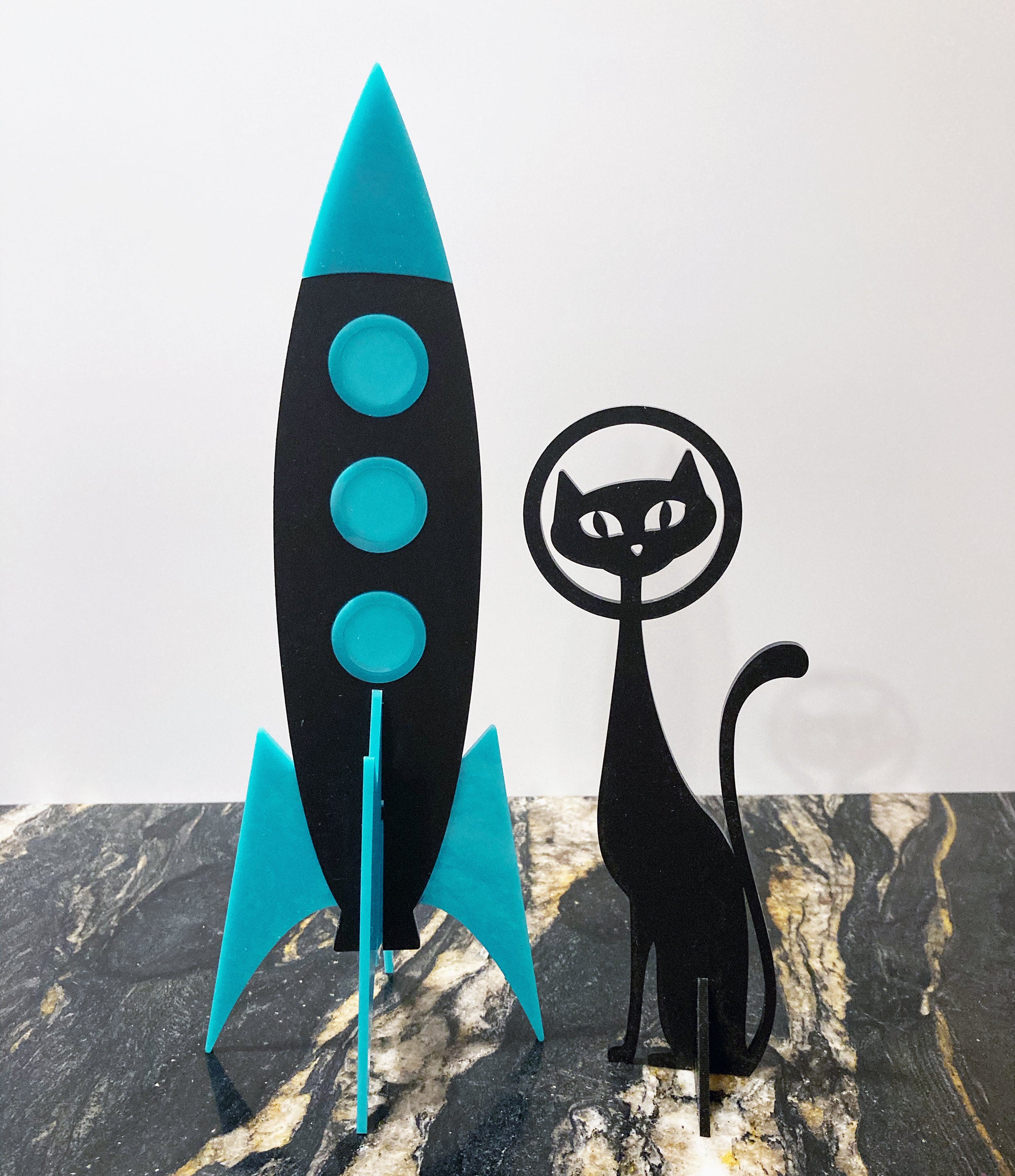 Atomic Space Rocket with Black Cat