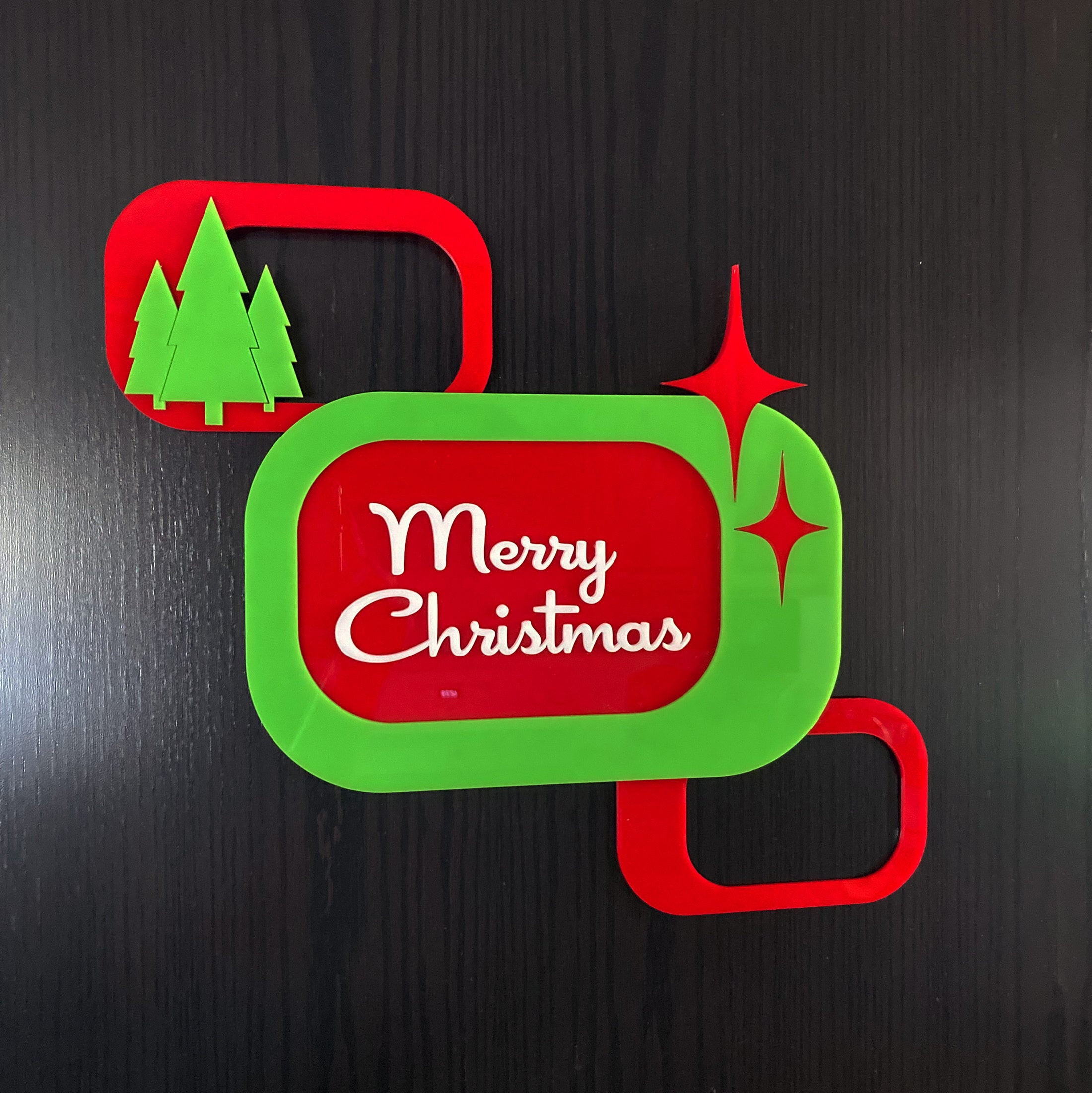 Merry Christmas Atomic Rectangles Sign | Mid Century Modern Holiday Decor |  Wall Decor
