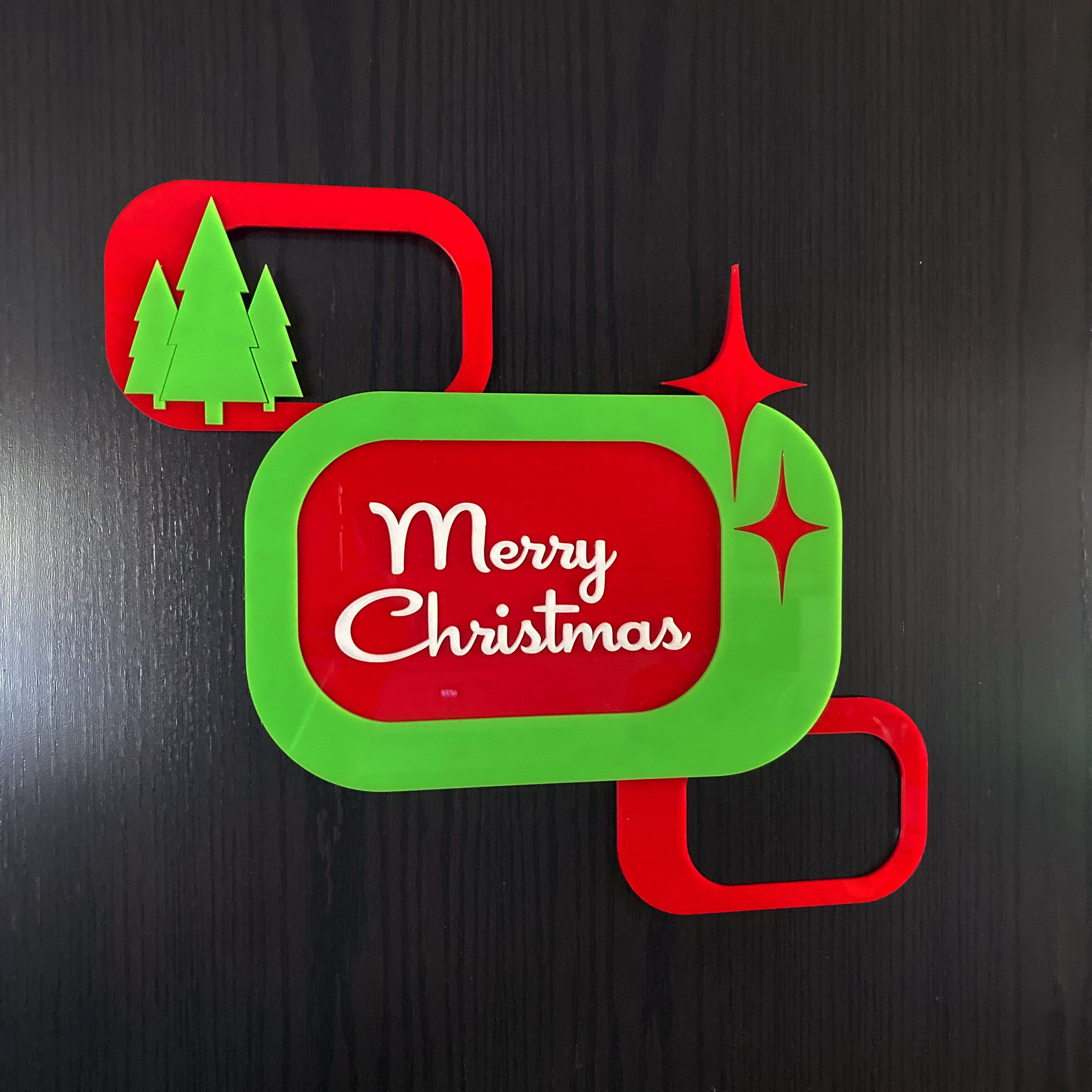 Merry Christmas Atomic Rectangles Sign | Mid Century Modern Holiday Decor | Wall Decor