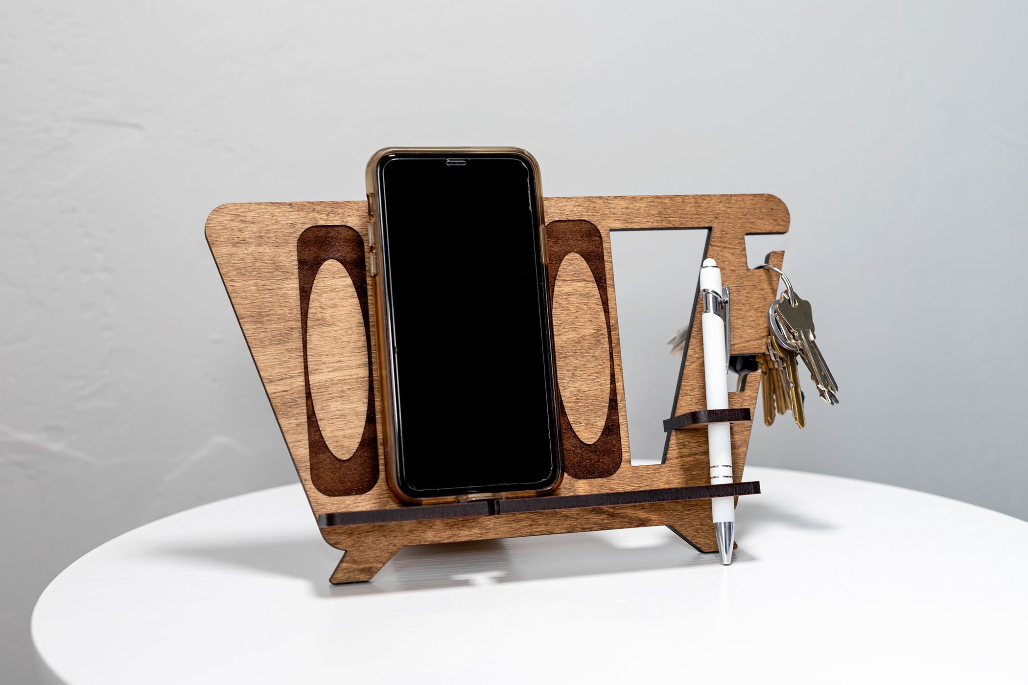 Wood Phone Docking Station - Mid Century Modern Style