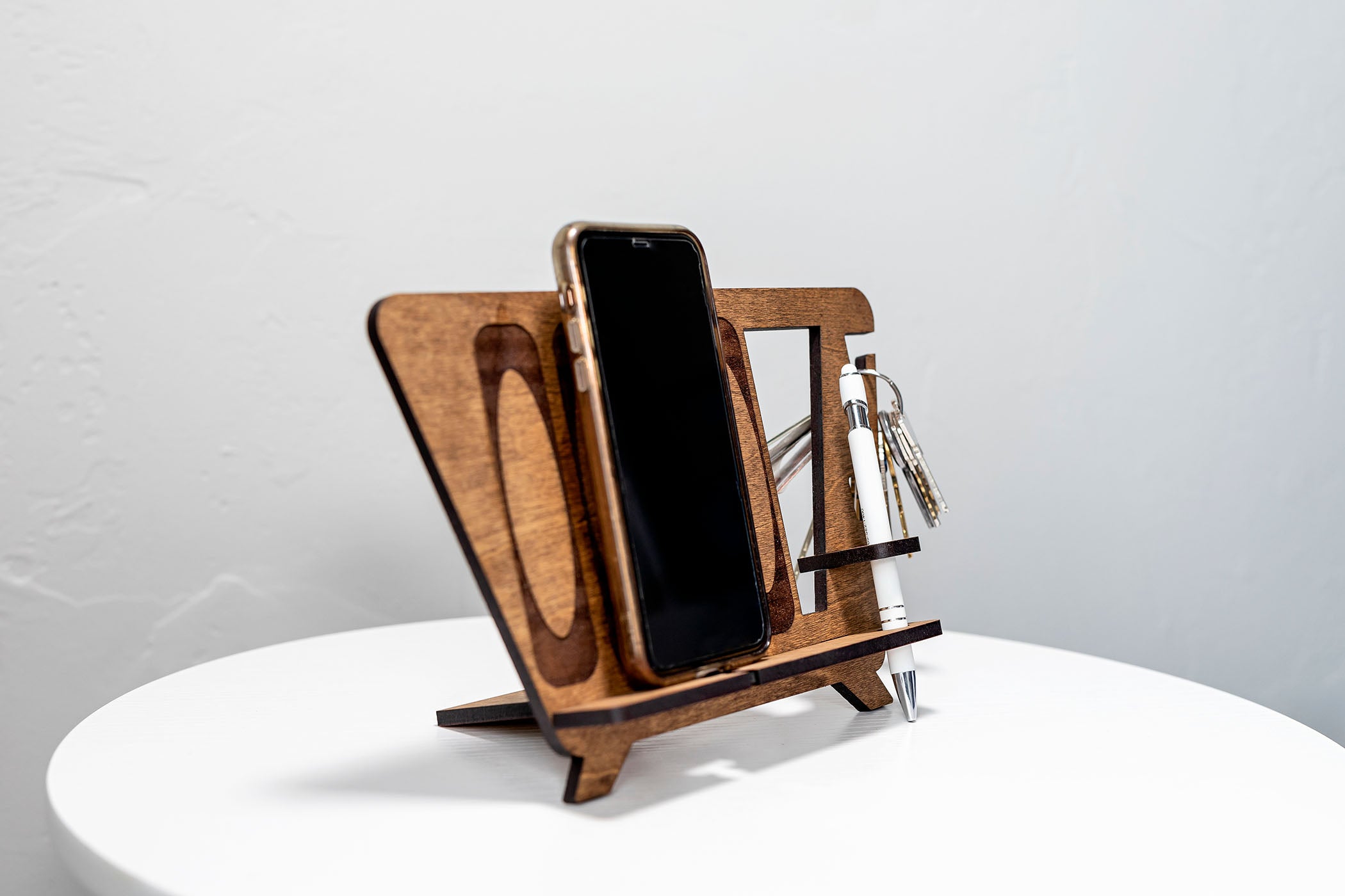 Wood Phone Docking Station - Mid Century Modern Style