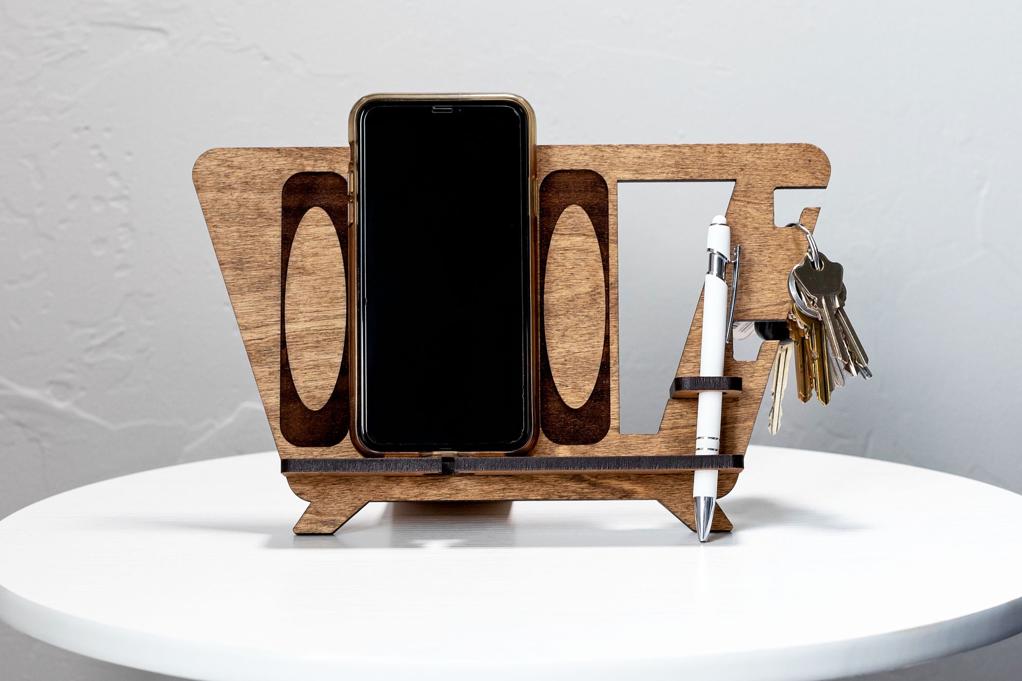Wood Phone Docking Station - Mid Century Modern Style