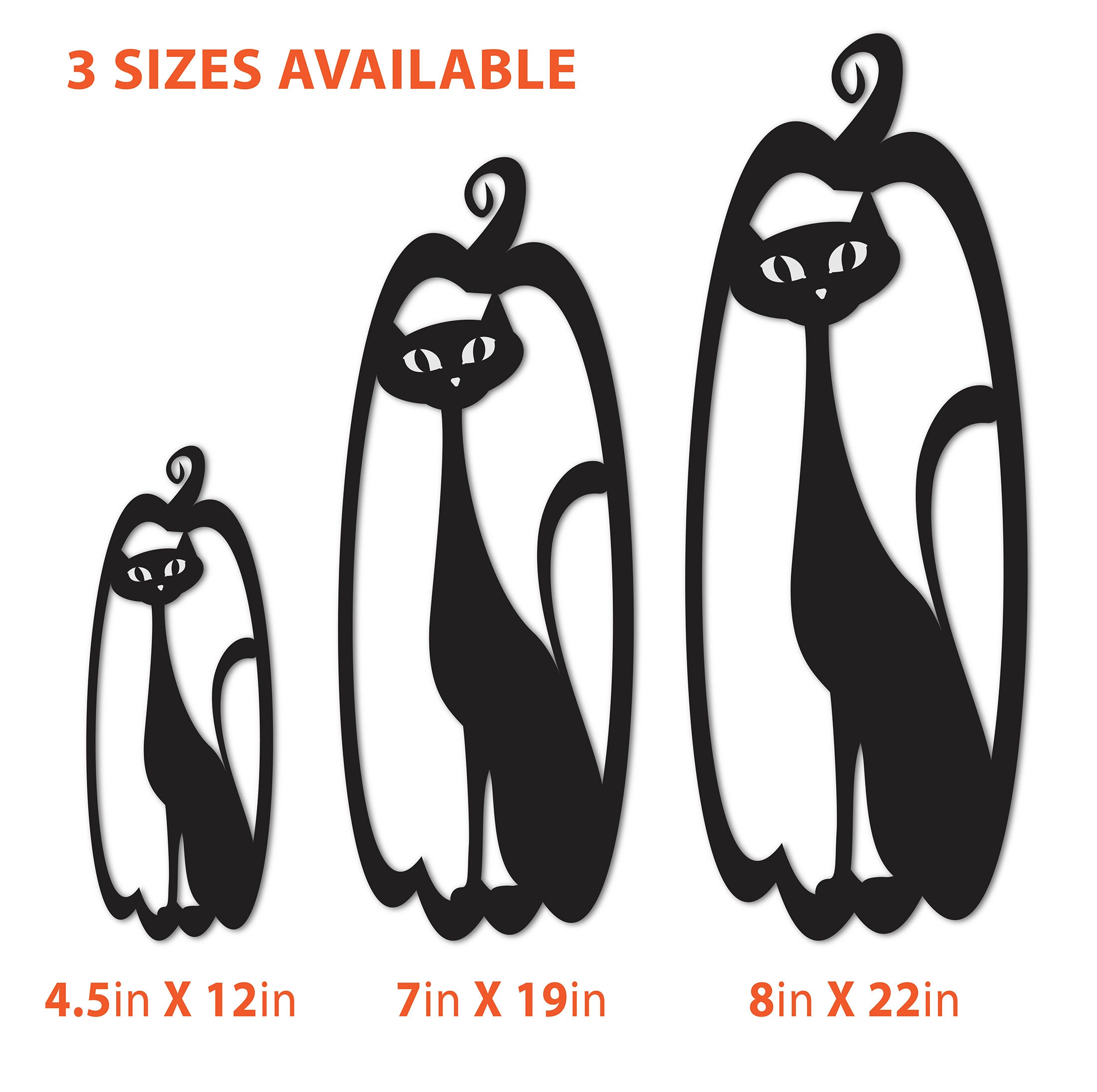 Pumpkin Black Cat Halloween Wall Silhouette - MCM Retro Style Art