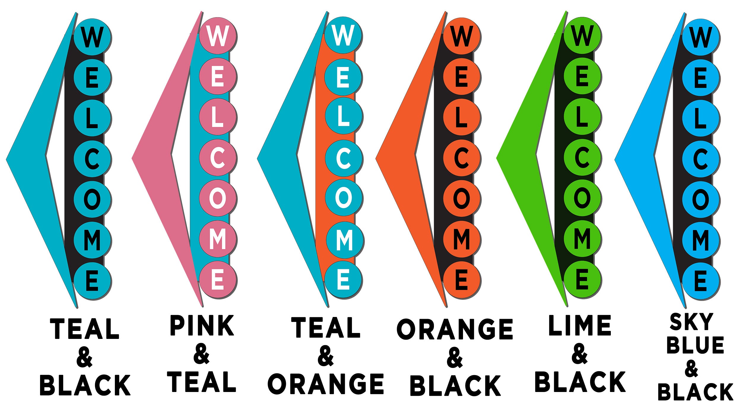 Mid-Century Modern Style Vertical Welcome Sign