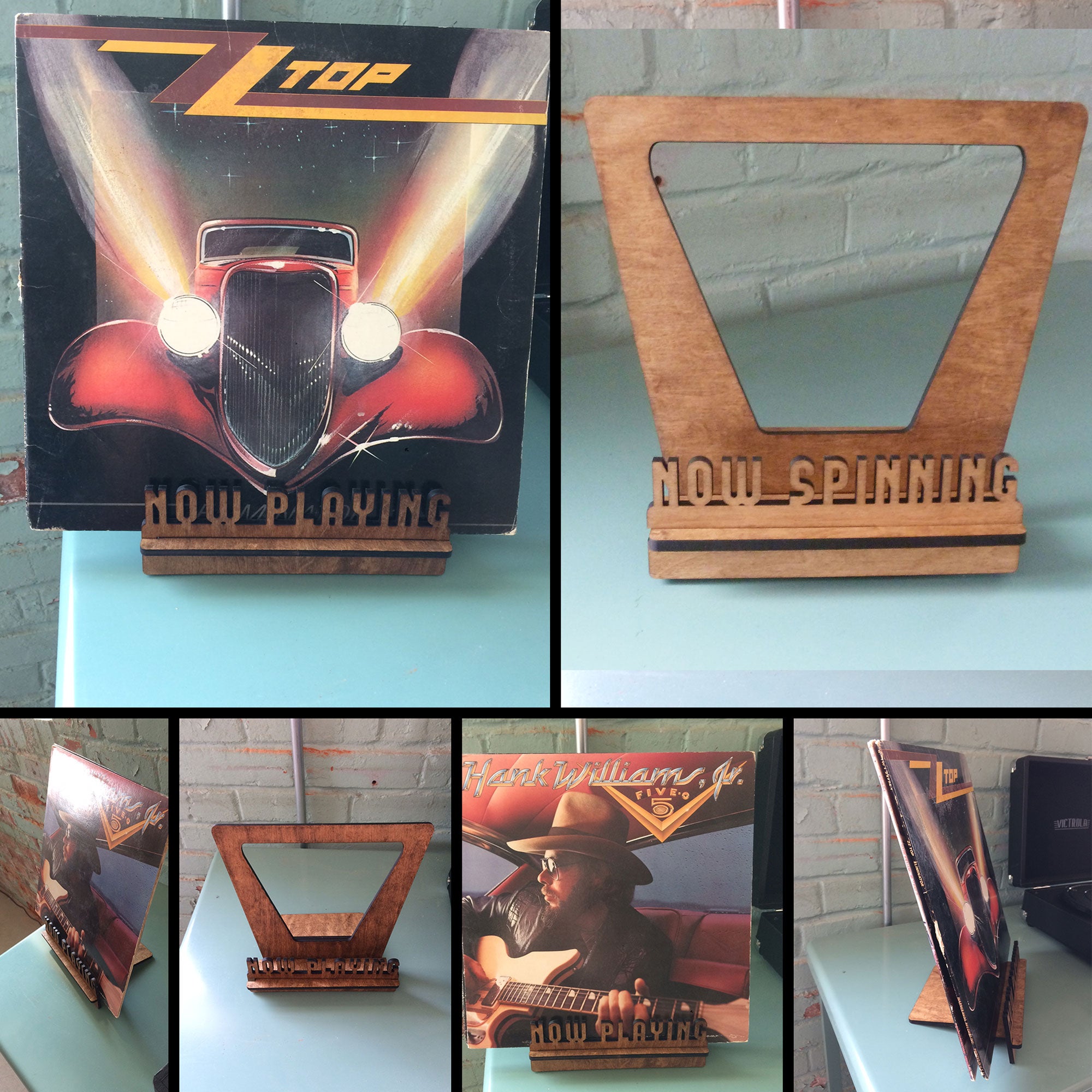 Now Playing Vinyl Record Stand - Wooden LP Display Holder For Record Collection