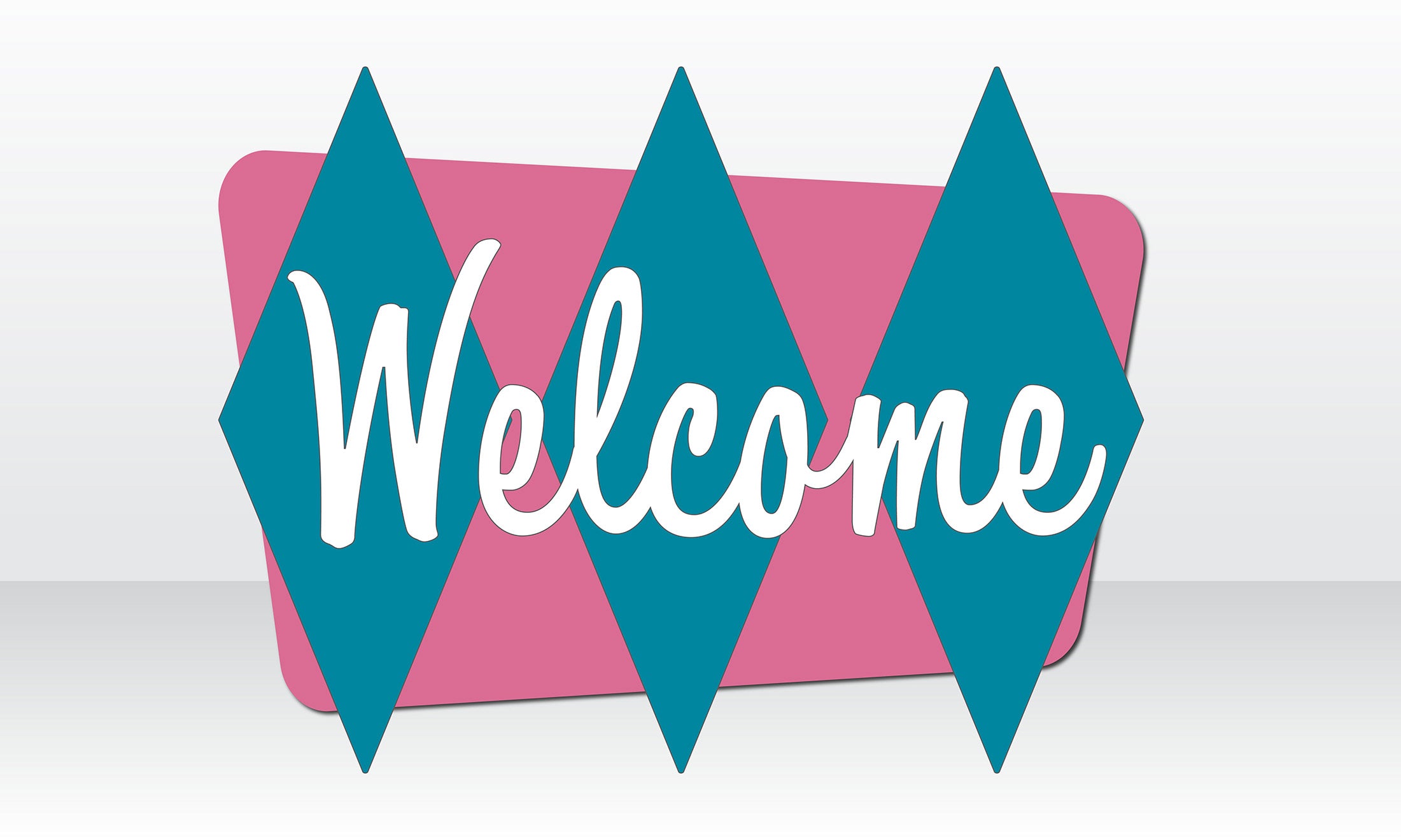 Mid Century Modern Style Welcome Sign | Triple Diamond