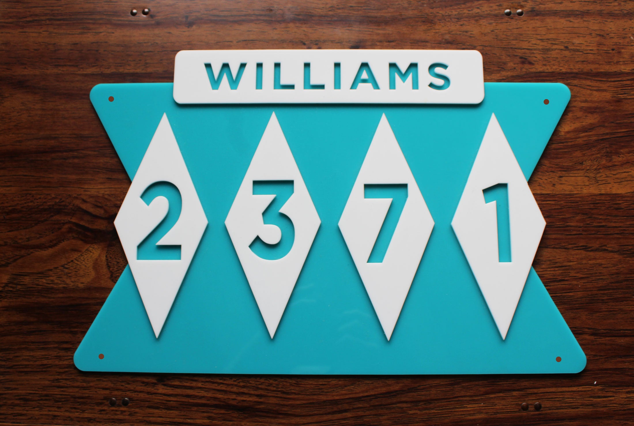 Mid Century Modern House Number Sign with Name