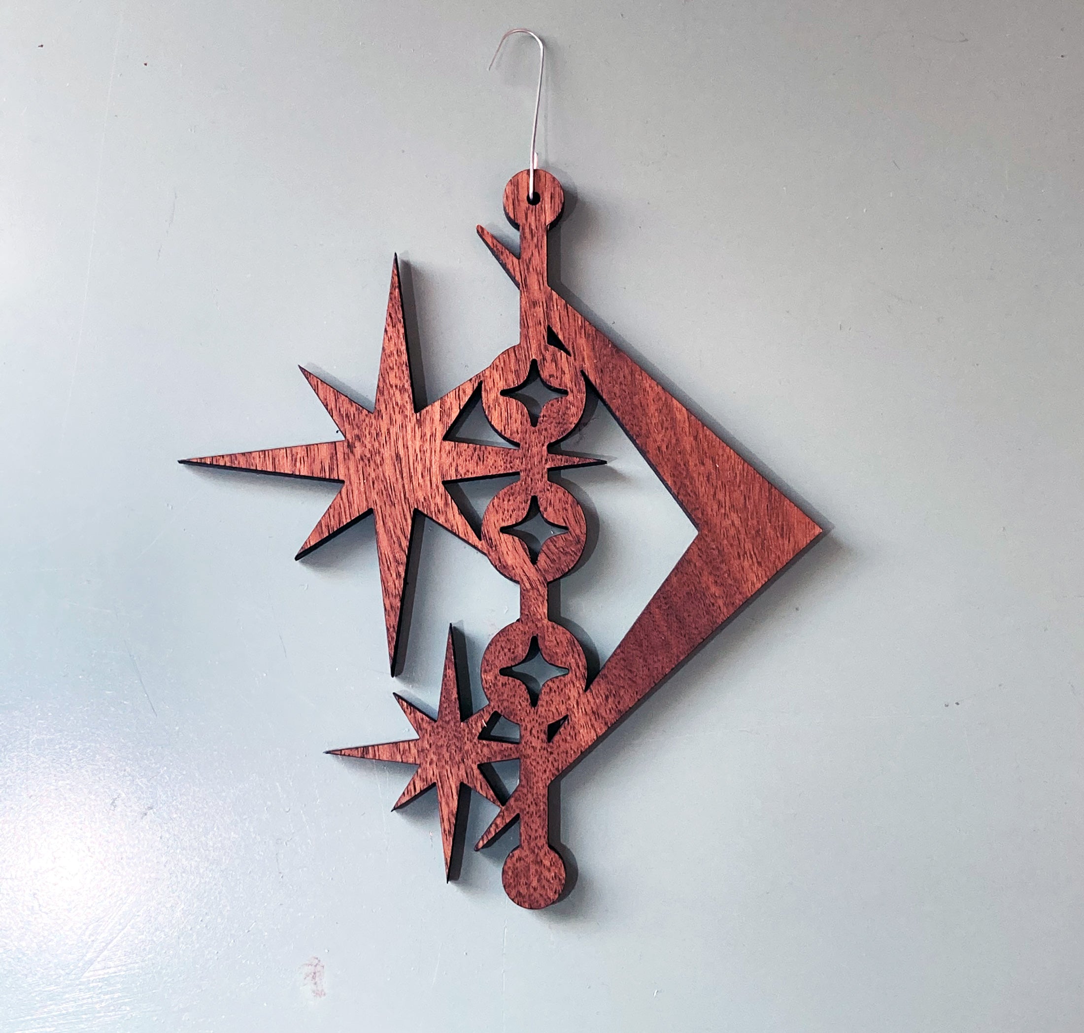 Mid Century Modern Christmas Wood Atomic Ornament