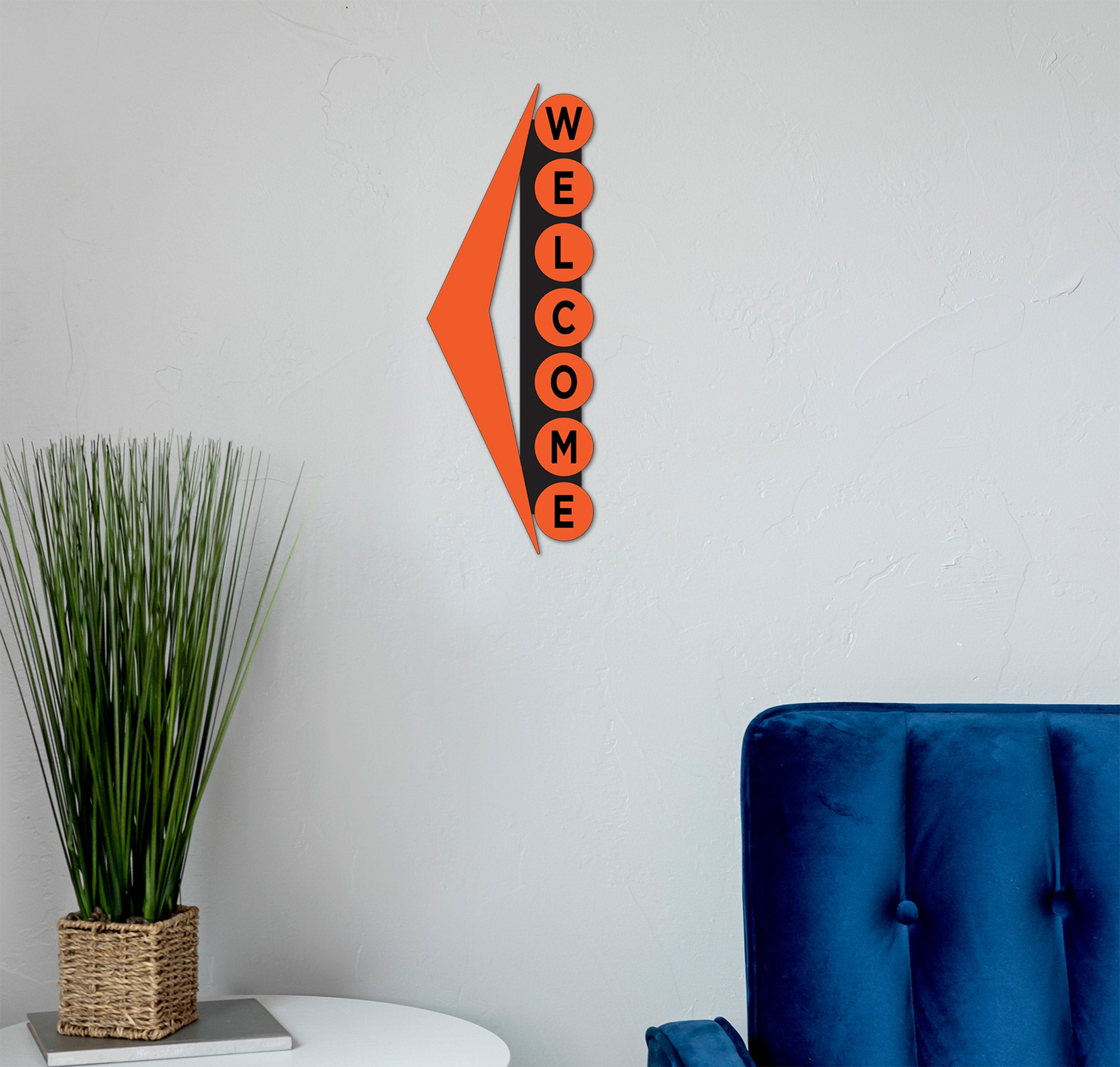 Mid-Century Modern Style Vertical Welcome Sign