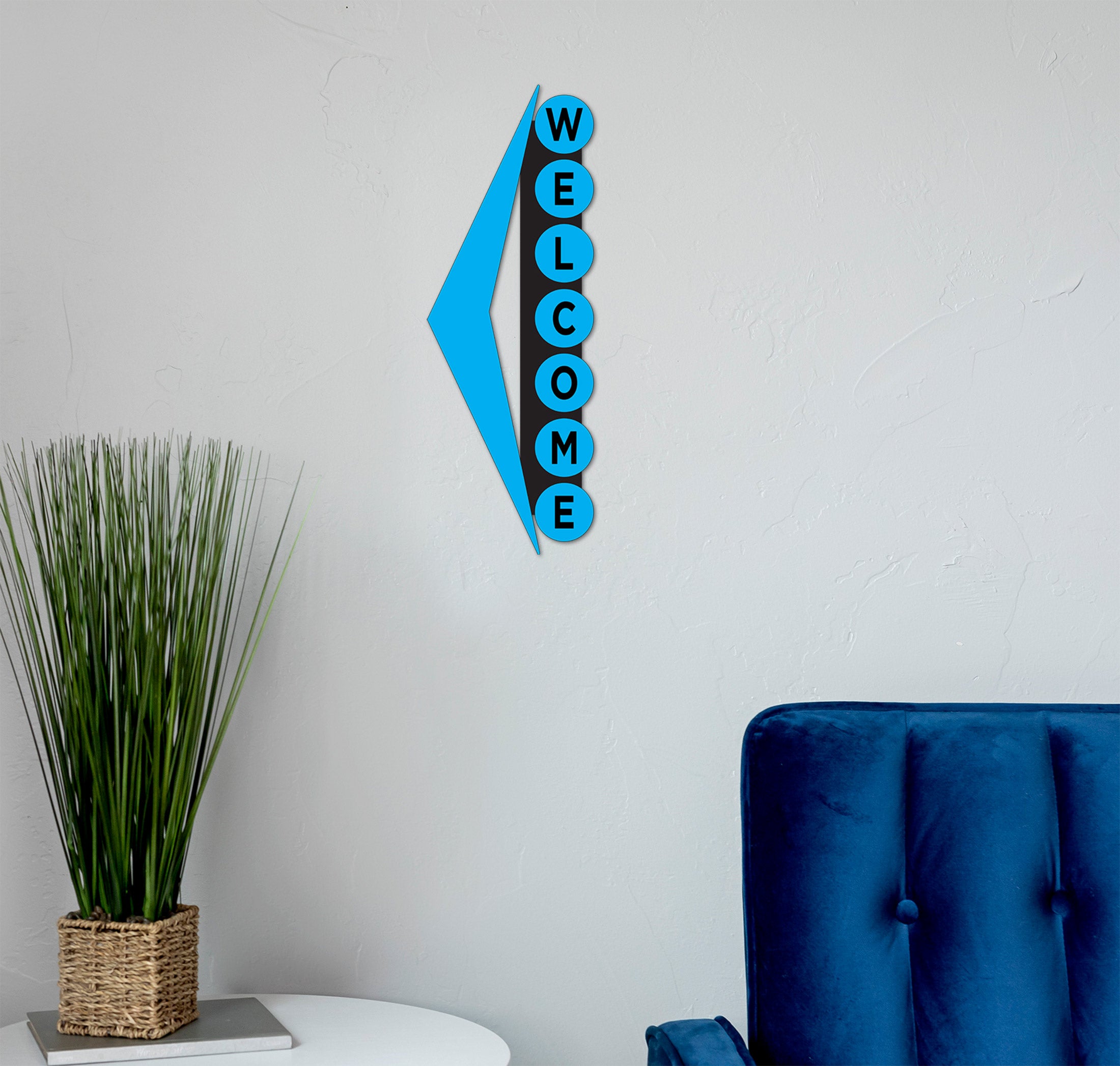 Mid-Century Modern Style Vertical Welcome Sign