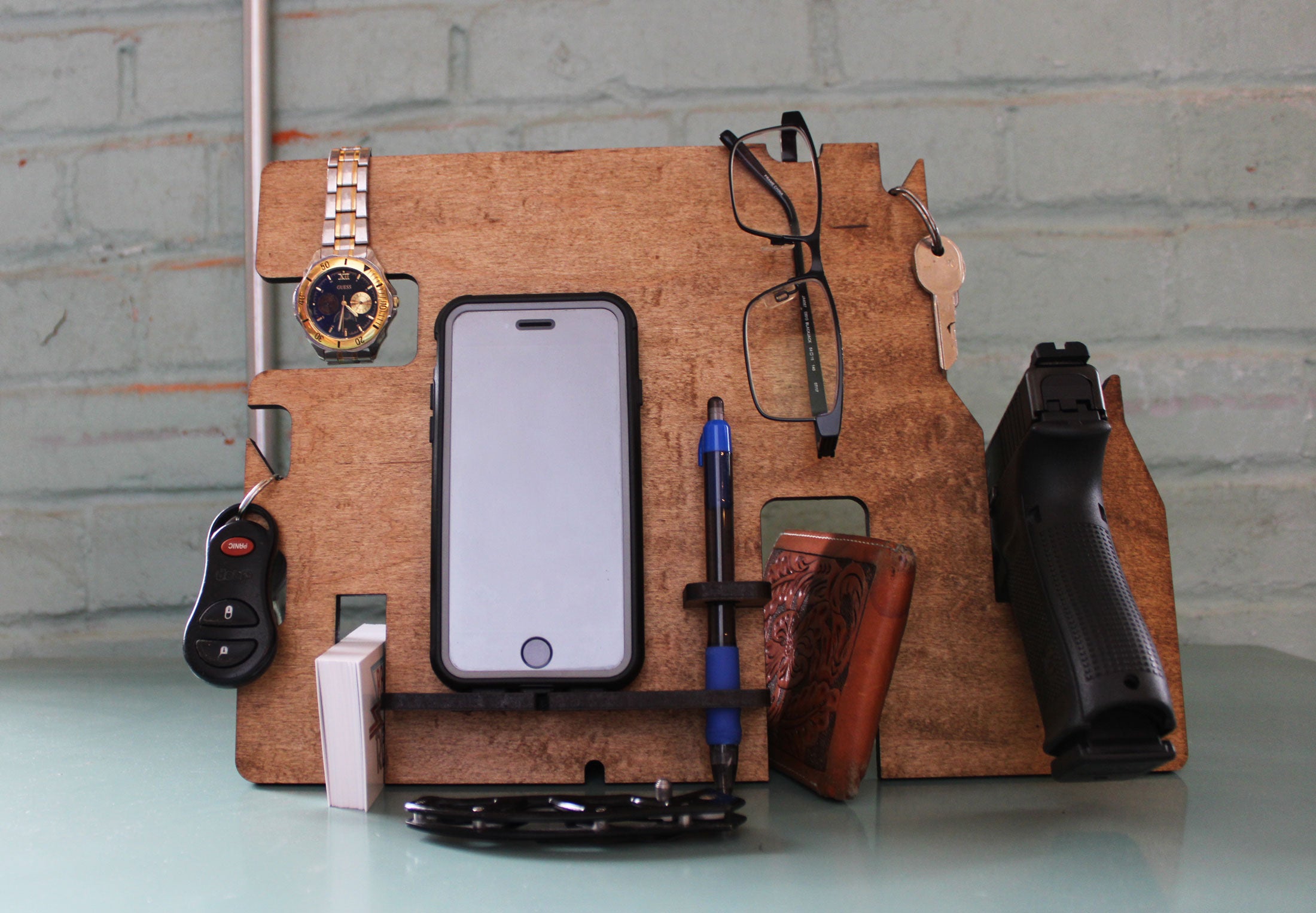Mens Nightstand Organizer Plus Gun Stand
