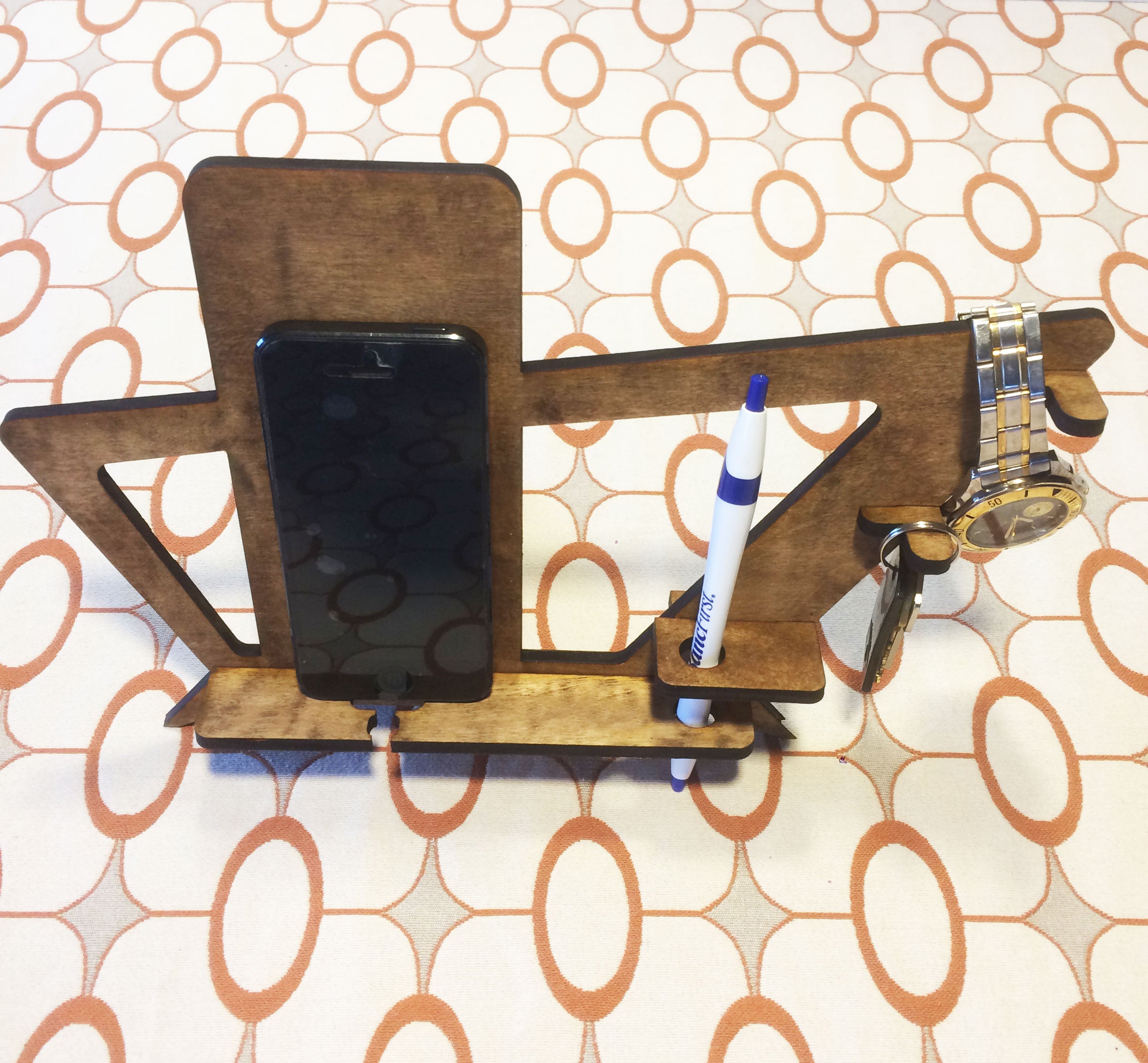 Phone Holder and Docking Station Mid Century Modern Style