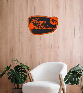 Happy Halloween Wall Sign | Witch & Pumpkin