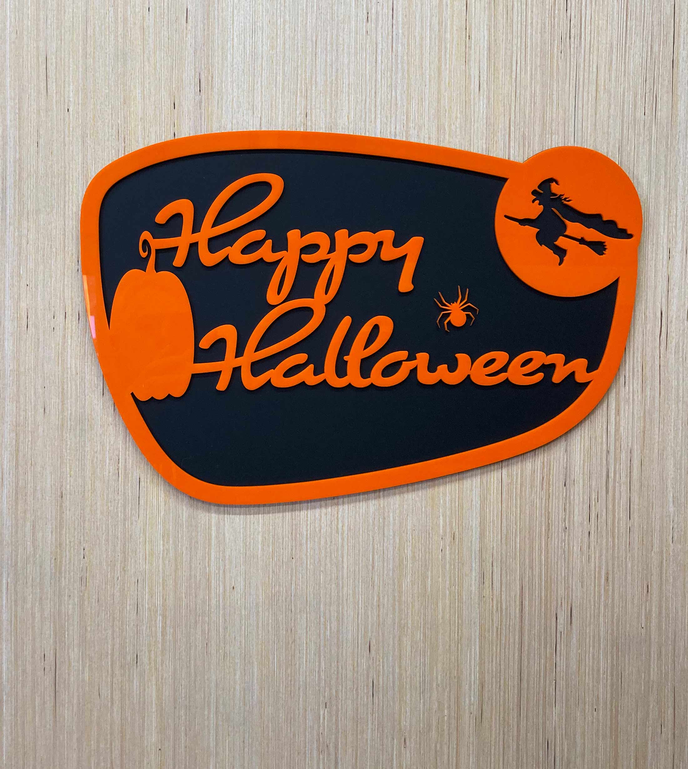 Happy Halloween Wall Sign | Witch & Pumpkin