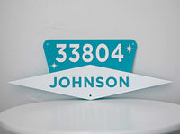 Mid Century Modern House Number Sign, Custom Address Sign w/ Name