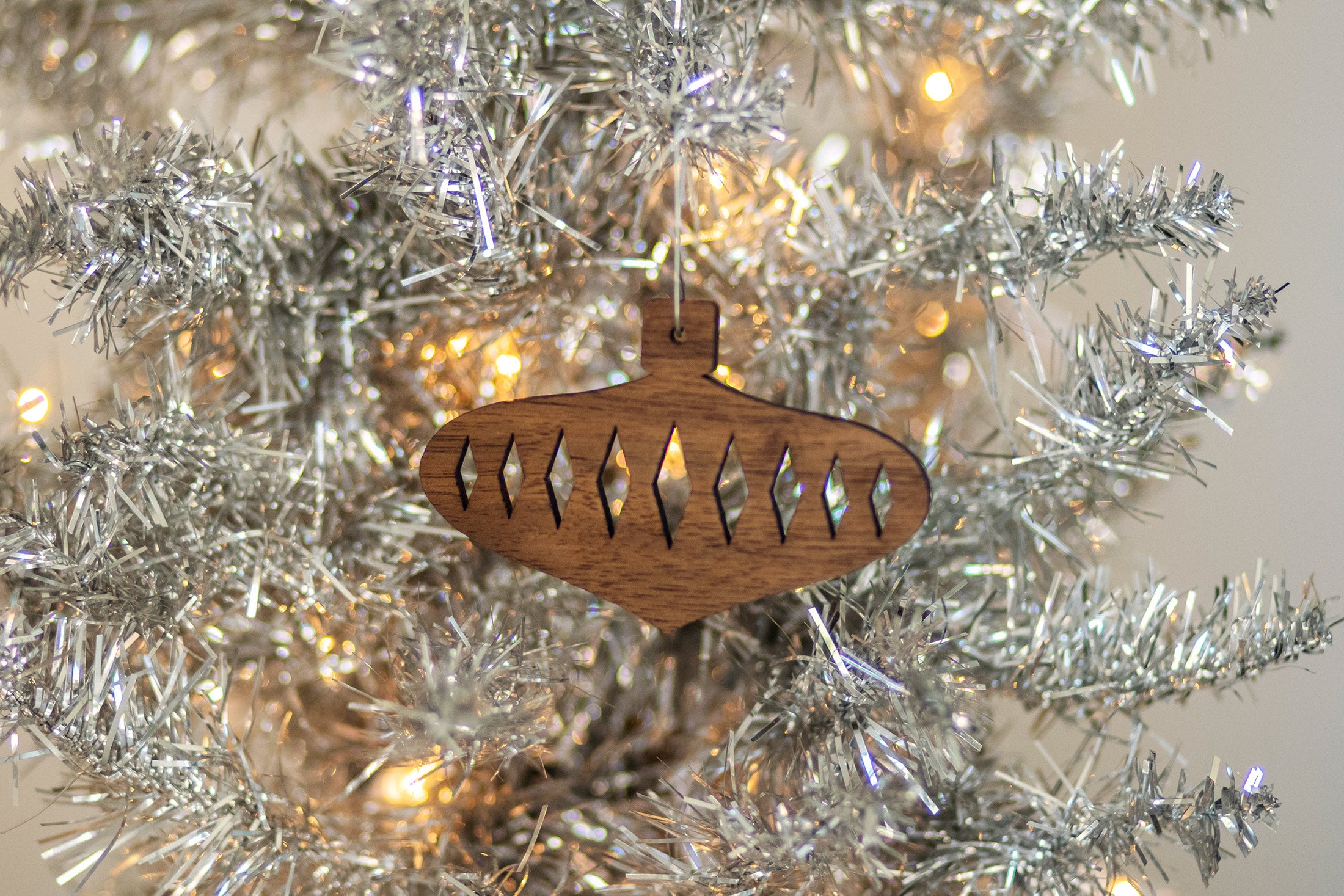 Wood Mid Century Modern Christmas Ornament - Bulb Ornament