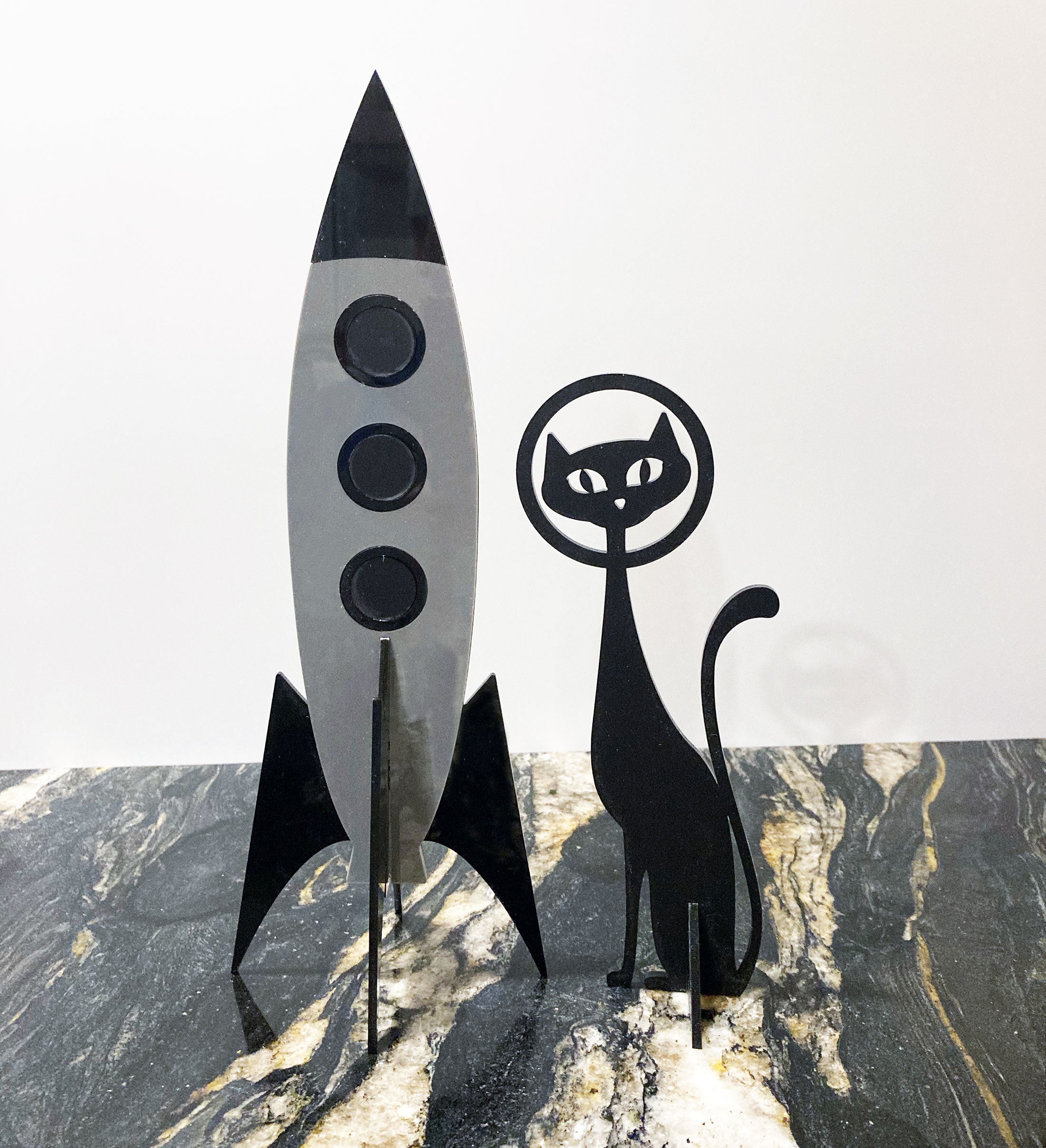 Atomic Space Rocket with Black Cat – Ragin Retro