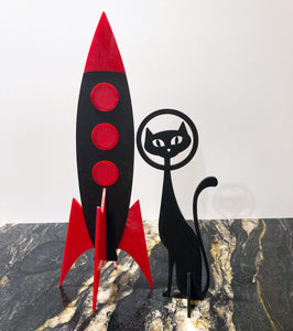 Atomic Space Rocket with Black Cat