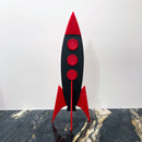 MCM Space Rocket with Atomic Black Cat | 3 Piece Mid Century Modern Sculpture Set | Vintage Space Art