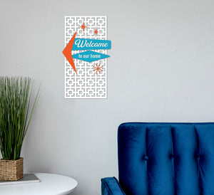 Mid Century Modern Style Welcome Sign w/Breezeway Block Background
