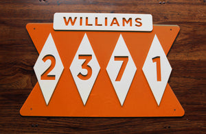 Mid Century Modern House Number Sign with Name