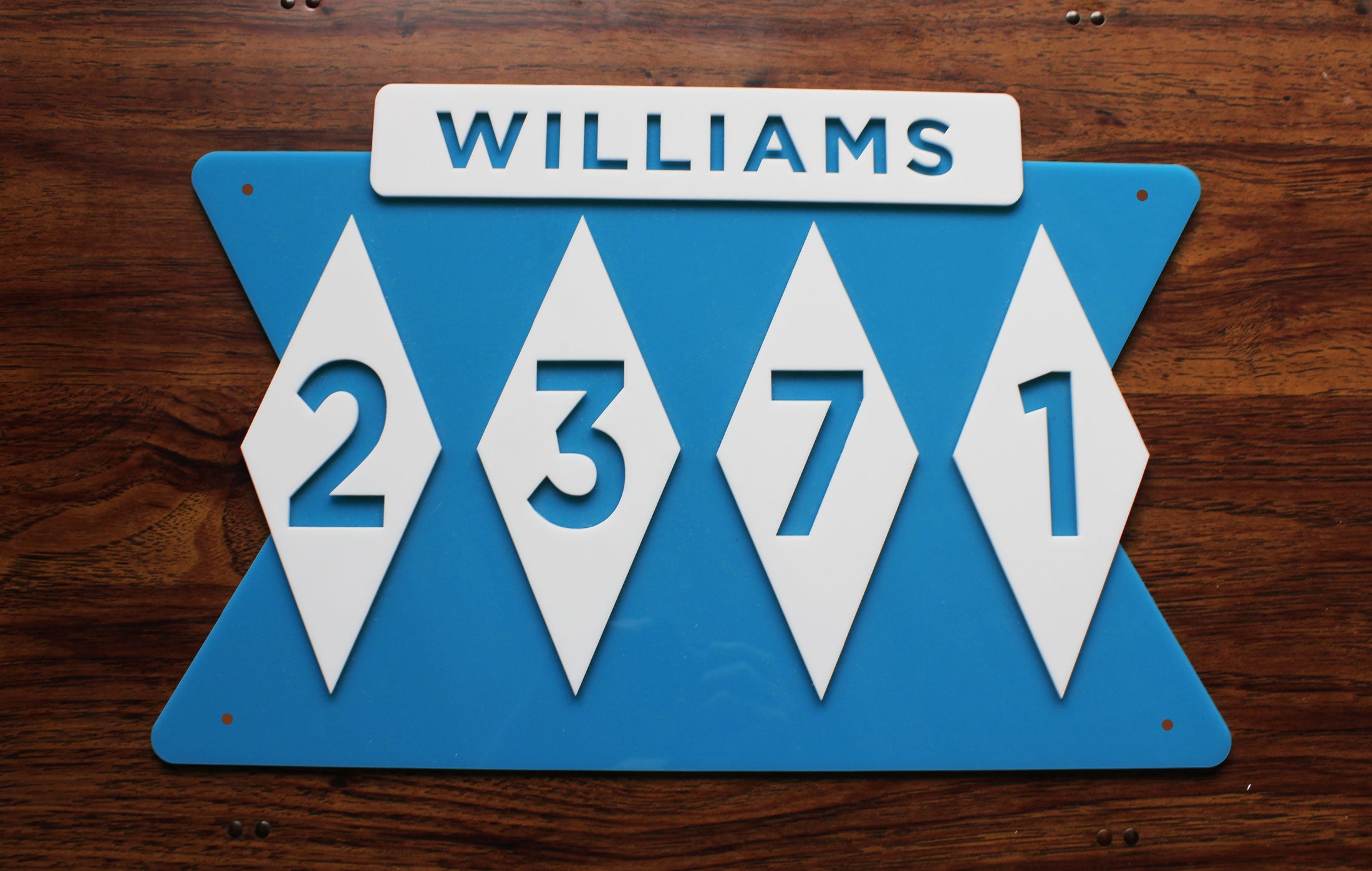 Mid Century Modern House Number Sign with Name