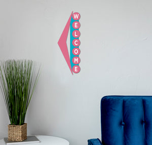 Mid-Century Modern Style Vertical Welcome Sign